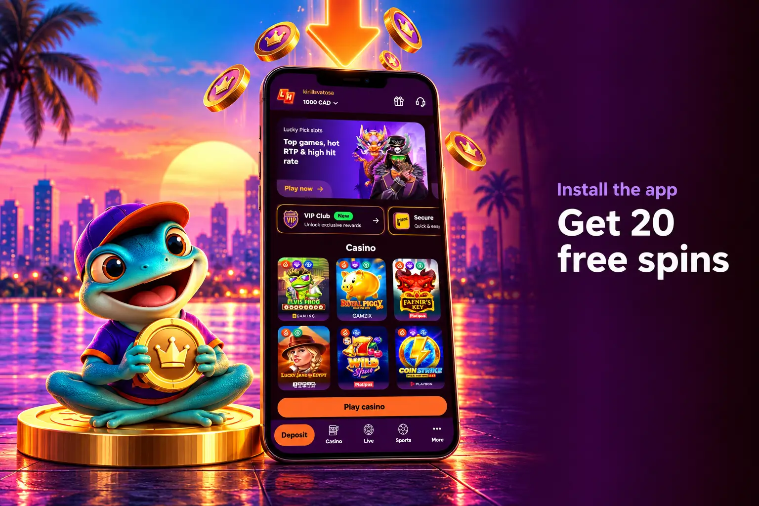 Casino web app icon on a phone home screen