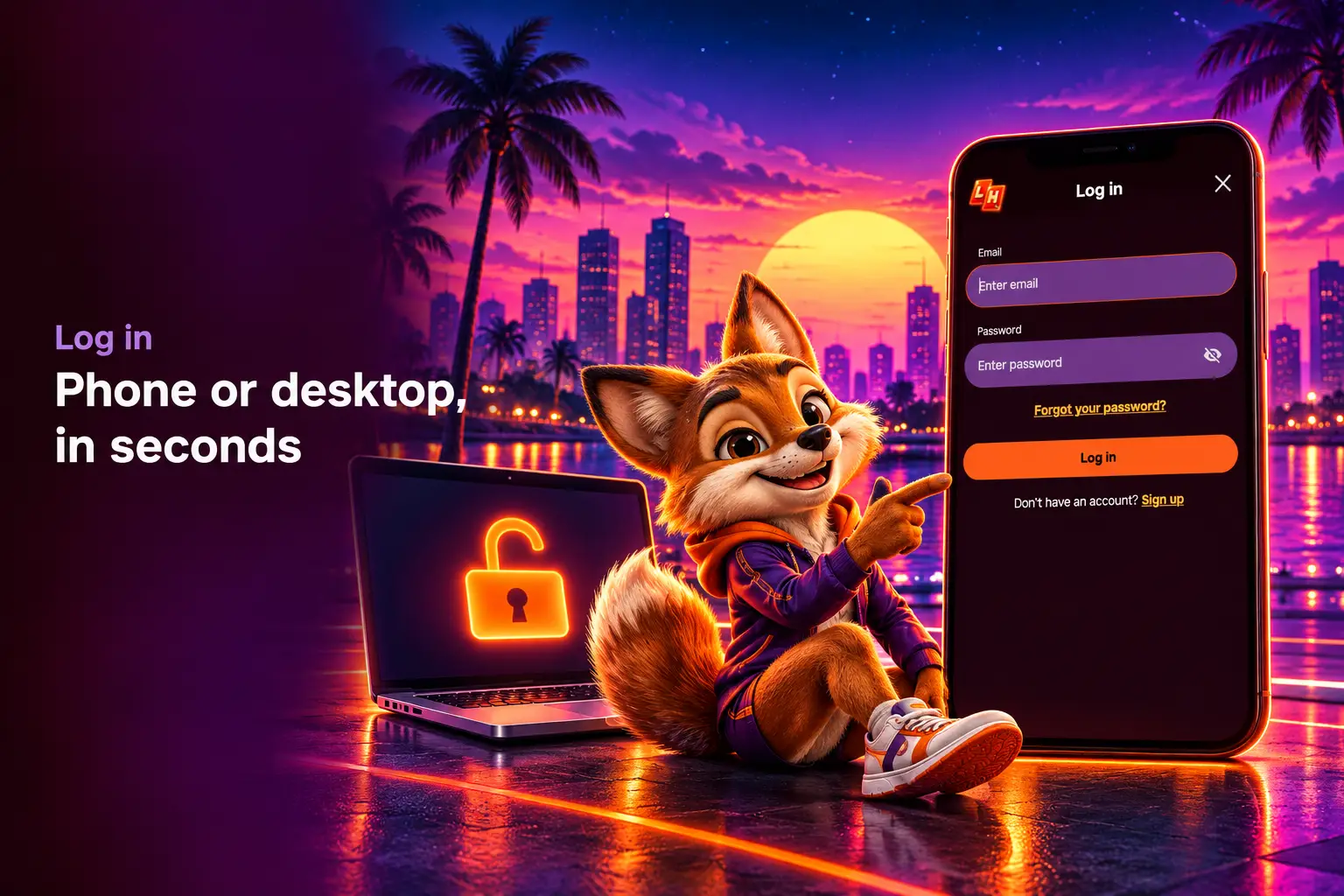 Login form with email and password fields on a phone