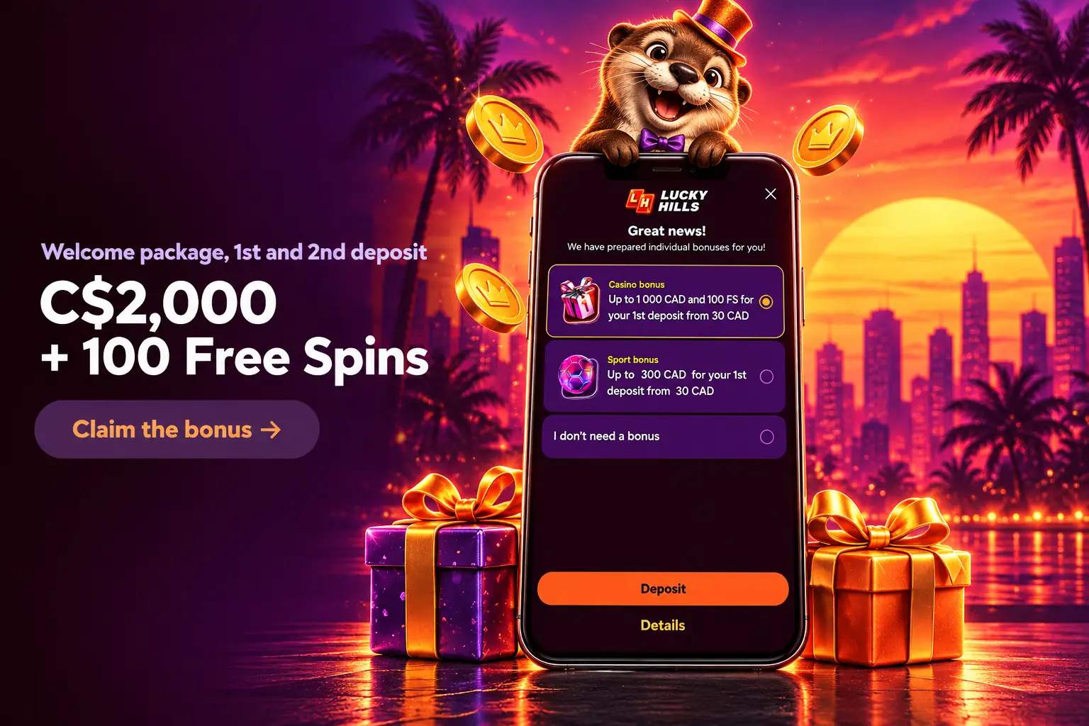 First and second deposit bonus cards on a CAD account